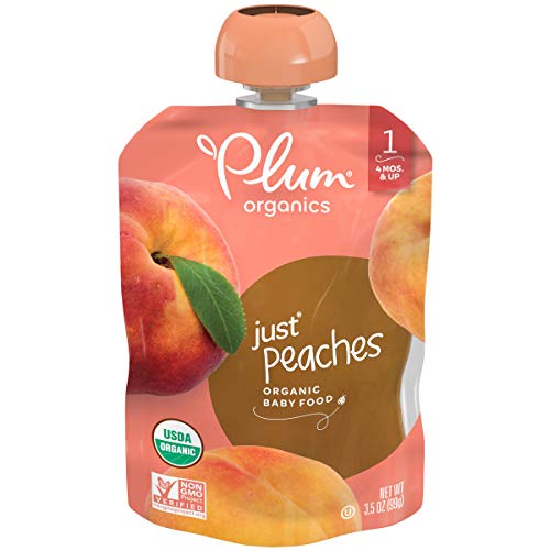 Plum Organics Baby Food Pouch | Stage 1 | Peach Puree | Fresh Organic Food Squeeze | For Babies, Kids, Toddlers | 3.5 Ounce( Pack of 6)