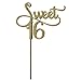 Shxstore Gold Monogram Sweet 16 Cake Topper, 16th Birthday Anniversary Cake Topper For Sweet 16 Party Themes Decoration Supplies