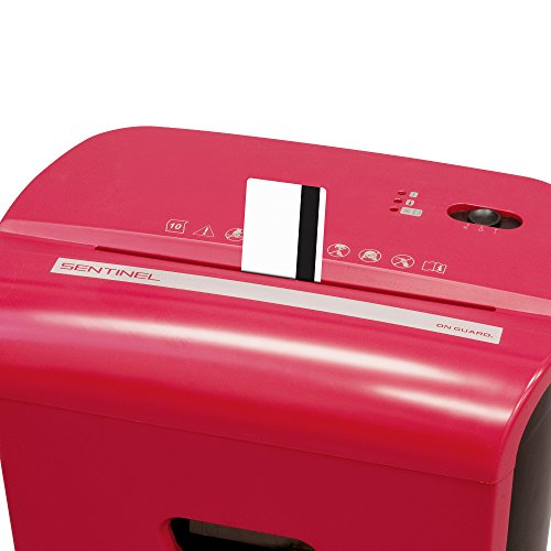 Sentinel FM101P-RED 10-Sheet High Security Micro-Cut Paper/Credit Card Shredder with 3.5 gal Pullout Waste Basket Red