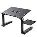 Readaeer Portable Adjustable Foldable Laptop Computer Desk Stand Table with CPU Fans Mouse Pad (Black)