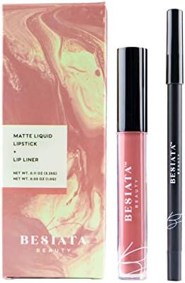 Matte Liquid Lipstick & Lip Liner Set, Hypoallergenic, Gluten-Free, Paraben-Free, Cruelty-Free, Vegan, Peck Pack (wild berry)