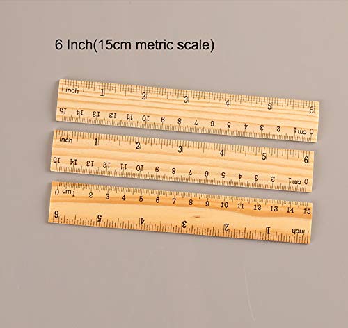 RAYNAG Set of 3 Wooden Ruler 6/5/12 Inch Solid School Office Measuring Rulers Tool Kit with Conversion Table - Thumbnail 4