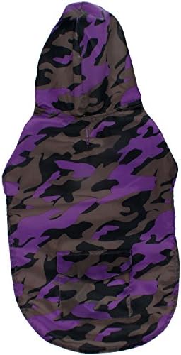 Jelly Wellies Premium Quality Waterproof Reversible Camouflage Raincoat for Dogs- Large, Purple