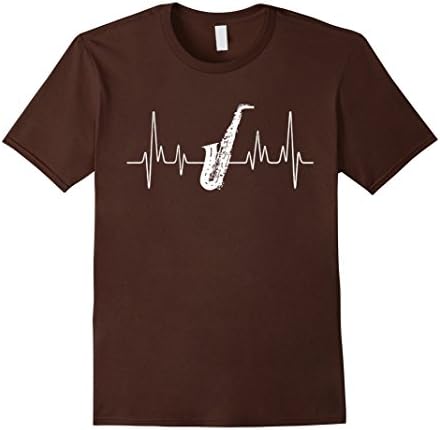 Men's Alto Saxophone Shirts - Alto Saxophone Heartbeat Shirt XL Brown
