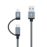 iPhone Charging Cable, CableCreation MFi Certified Lightning and Micro USB to USB Charger Cord, Compatible iPhone X, 8, 8 Plus,7 Plus, Nexus, LG, HTC Android Data Cable 4 FT, Gray