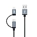 CableCreation 2-in-1 iPhone and Android Charging Cable 4FT/1.2m, Lightning and Micro USB to USB Charging Data Cord MFi Certified for iPhone 14, 13, 12, 11, X, 8, 8 Plus,7, Nexus, LG, HTC, Gray