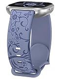 W-RARA Floral Engraved Watch Band Compatible with