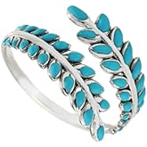 DATOA Vintage Leaf Ring Stainless Steel Open Adjustable Ring Fashion Enamel Stackable Ring Summer Holiday Jewelry for Women