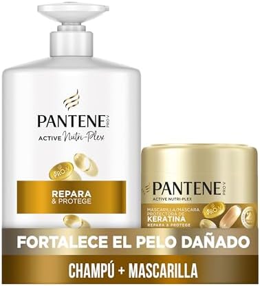 Pantene pro-v shampoo repara e protege 1 l com dispensador, máscara protetora de queratina 500ml, cabelos secos e danificados