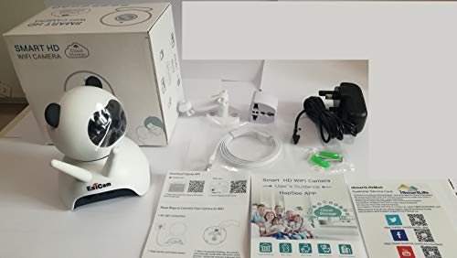EsiCam Baby Monitor WiFi Hidden Camera Amazon Cloud Nanny Camera for Smart Phone, Toy Panda for Kids Pet Care HD 1080P Pan Tilt Motion Detection Alarm Recording Two-Way Talk Night Vision SD Card P2P