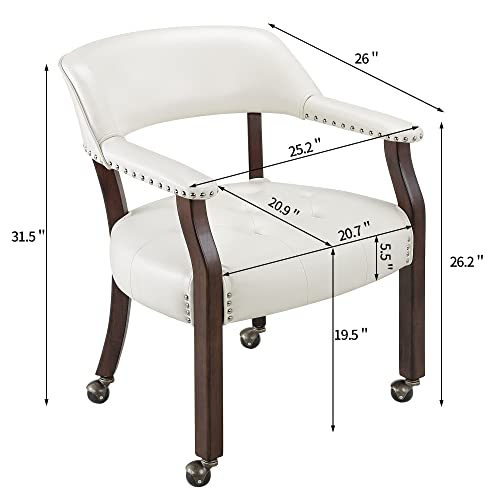 LEEMTORIG Dining Chairs with Casters, Kitchen Table Rolling Chairs with