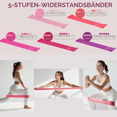 Pilates Set für Zuhause, Better Me Pilates Kit, Original Toning Pilates Ring, Pilates Ball und Bänder Set, Professional Pilates Zubehör für Anfänger & Profis, Home Pilates Equipment (13-Rosa)