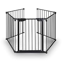 Teekland Baby Gate,Child Safety gate,Baby Extra Wide gate,Baby gate for Fireplace,Baby Play Yard 5 Panels for Pet/Toddler/Dog/Cat/Christmas Tree (Black)