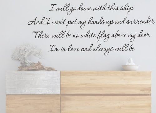 DIDO WHITE FLAG LYRICS QUOTE MUSIC WALL ART VINYL STICKER BEDROOM HOME DIY HOME (MINT, 130x55CM)