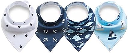 Baby Bandana Nautical | Waterproof Bandana Bib 4-Pack | Baby Bandana Pack by WZ Products