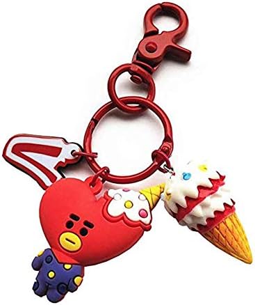 BTS Kpop Keychain Set Cartoon Bangtan Boys BT21 Lanyard Key Ring Accessories for Fans