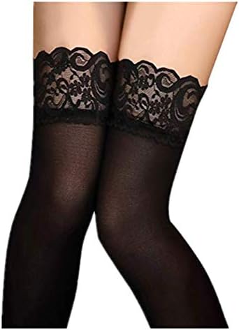 Sumen Elegant Stockings for Womens Lace Sitching Lingerie Net Thigh Pantyhose Erotic Socks Above The Knee Gray