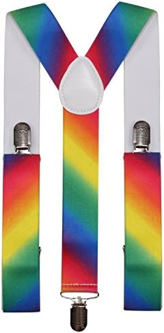 Sunny Ocean Adjustable Party Suspenders Rainbow for Mens Wide Braces Regular (46 Inches) # Rainbow
