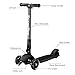 Greentest Scooter Foldable Adjustable Height Easy Turning 3 Wheel Kick Scooter for Kids Boys Girls with Flashing PU Wheels (Black) (Kids)