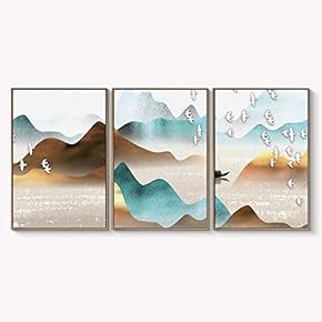 Framed Canvas Wall Art for Living Room, Bedroom Abstract Landscape Dream Place Canvas Prints for Home Decoration Ready to Hanging - 16"x24"x3 Panels