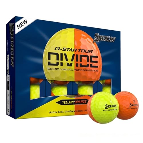 Srixon Q-Star Tour Divide – Zweifarbige Urethan-Golfbälle | Weiches Schlaggefühl, optimierte Weite | FastLayer Core mit 74 Kompression | Geschenkidee