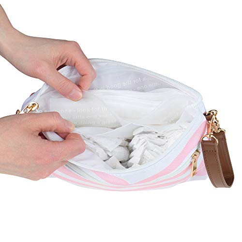 Diaper Clutch Bag and Mini Rash Cream Applicator with Travel Case, Soft Flexible Silicone - Water Resistant; Lightweight; Refillable Wipes Dispenser; Portable Changing Kit (Pretty Pink + Gray)