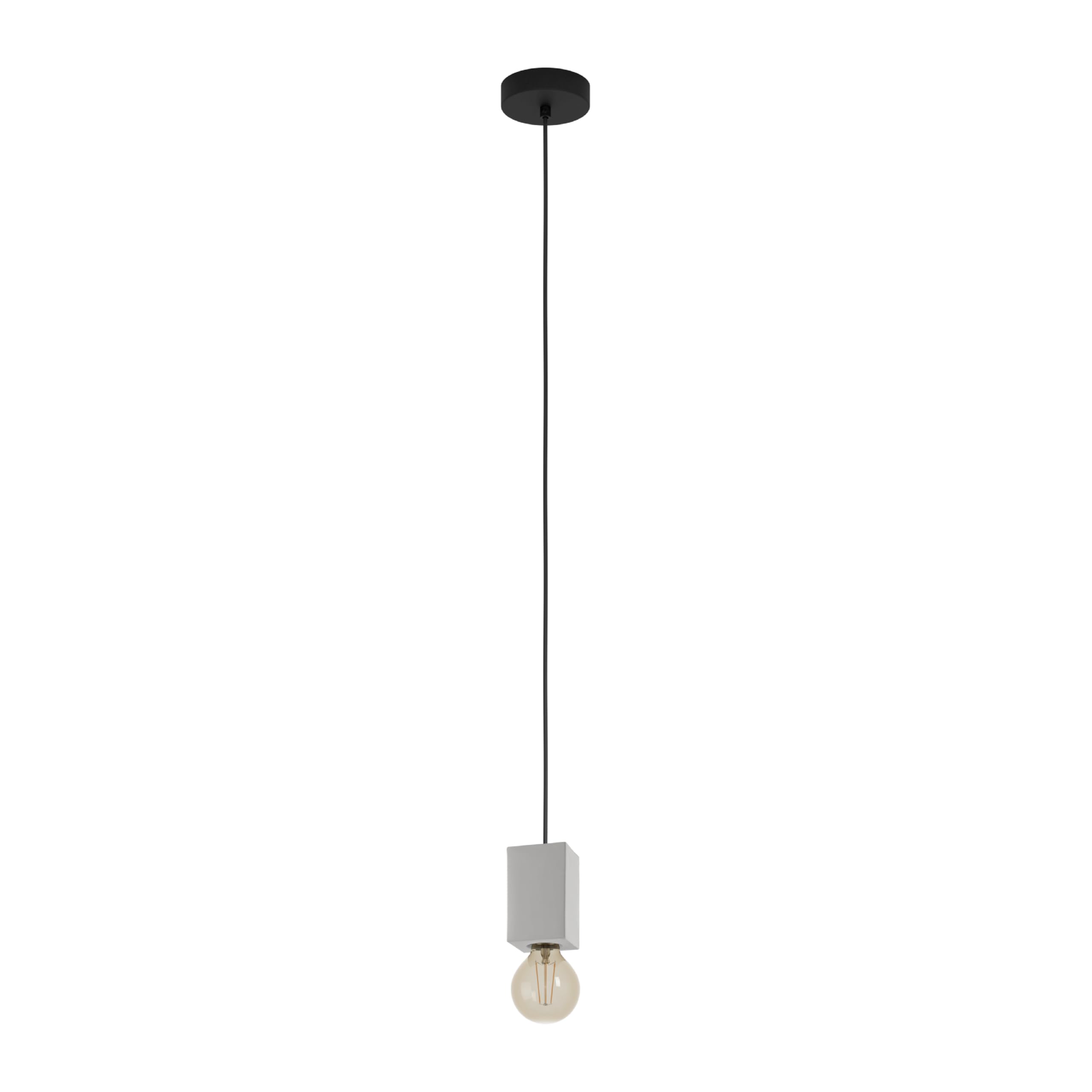 Eglo Pendant Lighting Prestwick 3, Industrial Ceiling Light Fitting Made of Grey Concrete and Black Metal, Hanging lamp for Dining and Living Room, E27 Socket