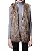 Escalier Women Faux Fur Vest Waistcoat Sleeveless Jacket, Khaki, 8/10