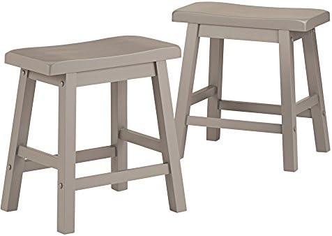 Low Salvador Saddle Back 18-inch Height Stool Barstool Dining Chair Set of 2 Grey