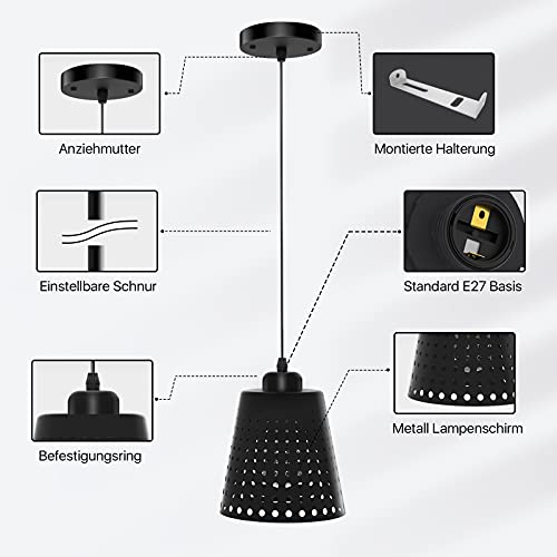 Imoli Industrial Plug in Pendant Kitchen Light Fixtures Farmhouse Modern Black Chandelier Vintage Ceiling Light Fixture Adjustable Hanging Light for Kitchen Island Dining Room Bedroom,E26 Base,1-Pack