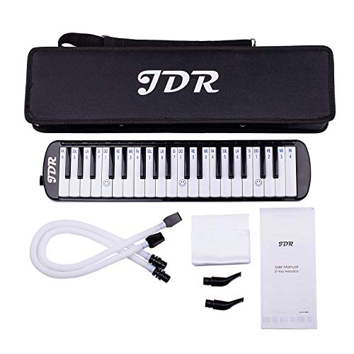 JDR Melodica instrument 37 Keys Piano Style Keyboard Standard Tone with 2×Mouthpiece 2×Tube Music Book Case for Kids Music Gift - Thumbnail 6