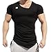 Men's Muscle Bodybuilding T Shirts Irregular Fitness Gym Workout Short Sleeve Tees Black L tag XXL