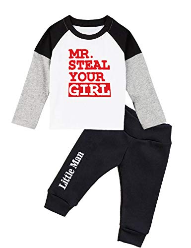 Toddler Baby Boy Clothes Short Sleeve Funny Letter Sweatshirt Top + Camouflage Shorts Summer Breathable Outfit Set (A-Black, 2-3 T) - Thumbnail 7