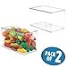 mDesign Plastic Stackable Toy Storage Bin Container Box, Hinge Lid for Organizing Living Room, Play Room, Bedroom, Nursery, Hold Blocks, Puzzles, Books, Lumiere Collection, 2 Pack - Clear