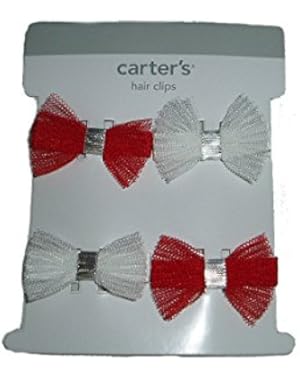 Baby Girl Holiday Collection 4 Hair Clips Red White