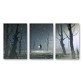 Canvas Wall Art Abstract Dream Place Landscape Painting Artwork for Home Prints Framed - 16"x24" x 3 Panels