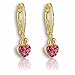 Kids Leverback Earrings Small Crystal Heart Dangle Jewelry 14k Gold Plated Fashion Girls Jewelry