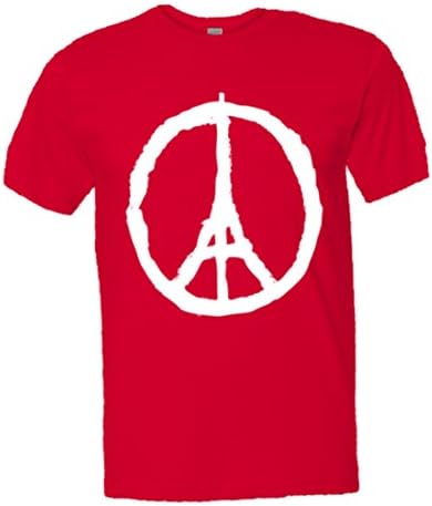 Mens / Unisex Support Paris France Peace Sign - Jean Jullien Soft-Style Fashion Tee - Red (XL)