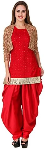 Brijraj Party Wear Red Coloured Georgette Embroidered Patiyala Suits Suit (Free Size)