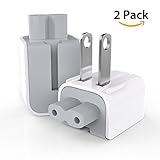 AC Power Adapter US Wall Folding Plug Duck Head (2 Pack), SEOYO Charge Adapter US Standard Plug Duck Head for MacBook Pro/MacBook Air/Mac iBook/iPhone/iPod/etc.（White）