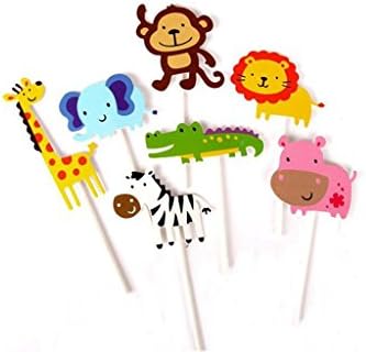 OKUBOX BC02 21-Pack Cute Zoo animal Cupcake Toppers Picks,Jungle Animals Cake Toppers for Kids or Baby Birthday Party Cake Decoration Supplies
