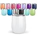 Maars Bev Stainless Steel Stemless Wine Glass Tumbler with Lid, Vacuum Insulated 12 oz Cup | Spill Proof, Travel Friendly, Fun Cocktail Drinkware - Peach