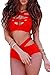 Prograce Women's Sexy Criss Cross High Waisted Bandage 2PCS Bikini Set, XL Red