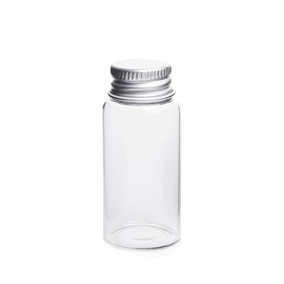 10 Pcs Clear Glass Bottles Message Wishing Bottles Makeup Cosmetic Sample Bottles Jar Essential Oils Vial Container With Aluminium Screw Cap (20ml)