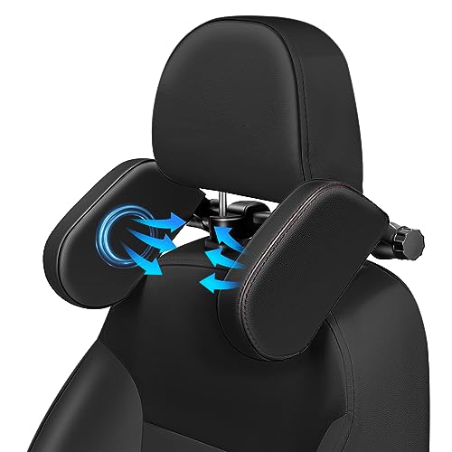 KAEFUYS 360° Rotatable Car Headrest for Children and Children, Removable, Easy to Install, Soft, Breathable, Comfortable for Travel, (Black)