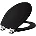 Mayfair 30CHSLB 047 Toilet Seat, 1 Pack-ROUND, Black-Chrome Hinges