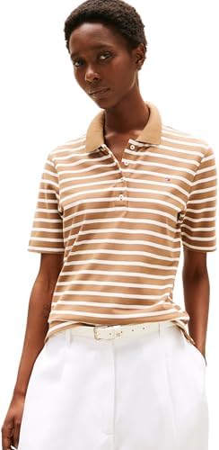 Damen Poloshirt Kurzarm 1985 Pique Regular Fit, Mehrfarbig (Hickory/Ecru STP), XXS