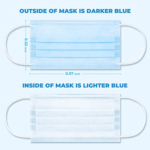 ZUBREX Disposable 3 Ply Face Mask - with Nanofiber Filter Lining - and Elastic Earloops, Blue - 50 Pcs