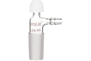 StonyLab Glass Inlet Thermometer Adapter, 24/40 Joint with Side Serrated Hose Connection and Compression Cap Lab Glassware