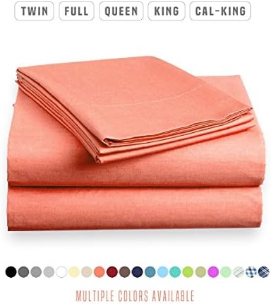Stark's 600 TC King size Collection - 100% Egyptian Cotton 4-Piece Sheet Set { 12" Deep Pocket } - { Peach } Solid Made By HH Linen [GO ECO FRIENDLY]